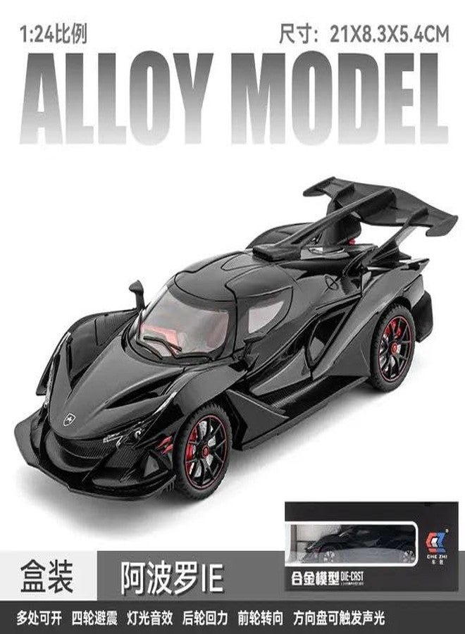 PEZYOX Exclusive Alloy Metal Pull Back Die-cast Car Model with Sound Light Mini Auto Toy for Kids Metal Model Toy Car with Sound and Light (1.24 Scale APO-LLO IE -Black) - Image 5